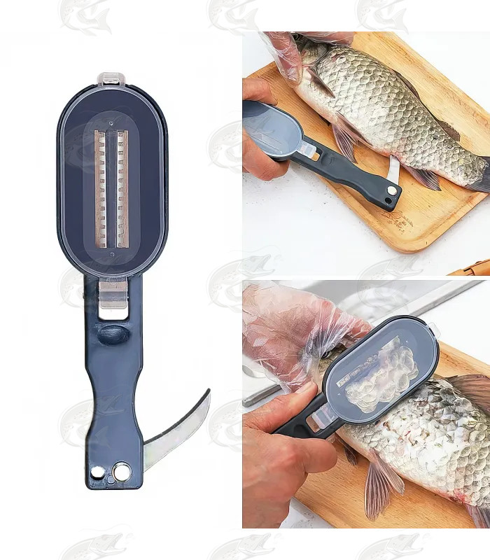 Fish scale remover with a scale collector knife